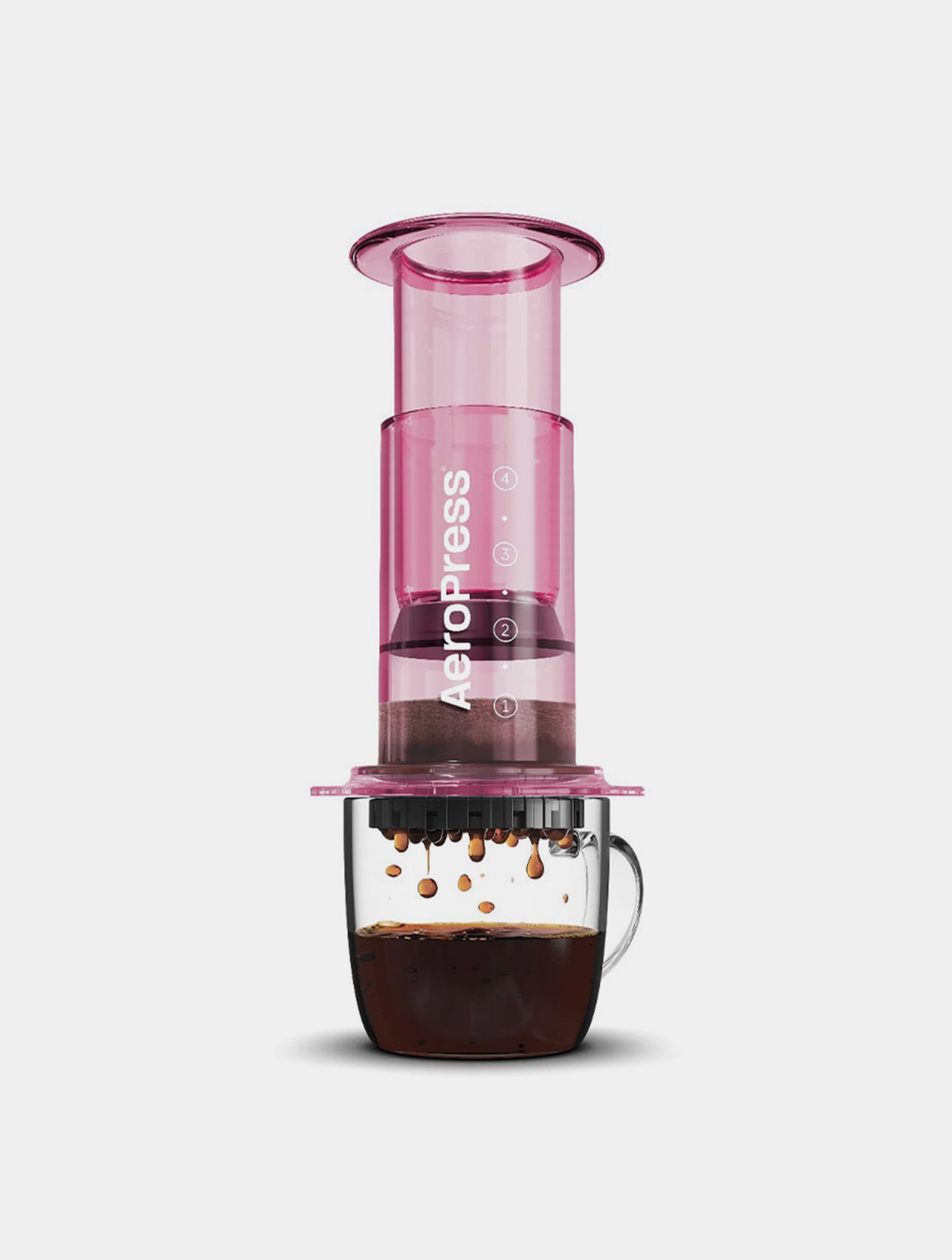 AeroPress Coffee Maker Clear Pink