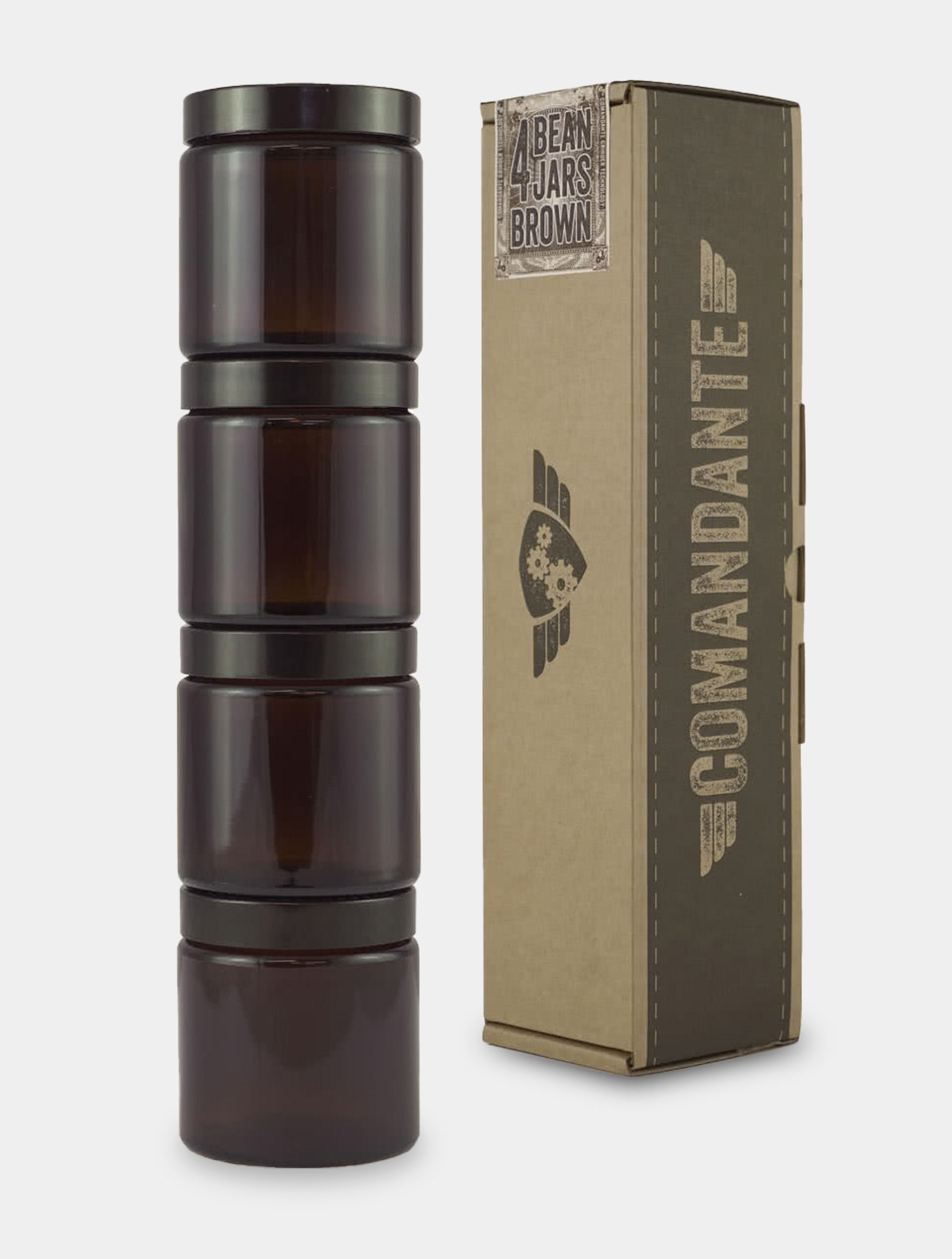 Comandante® Glass Bean Jar 4 Set brown